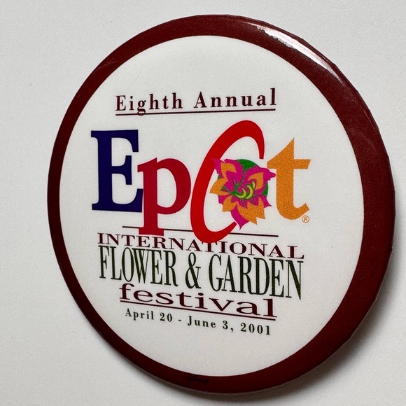 Epcot 8TH Annual International Flower & Garden Festival Disney Button Pin 2001 - Picture 2 of 4